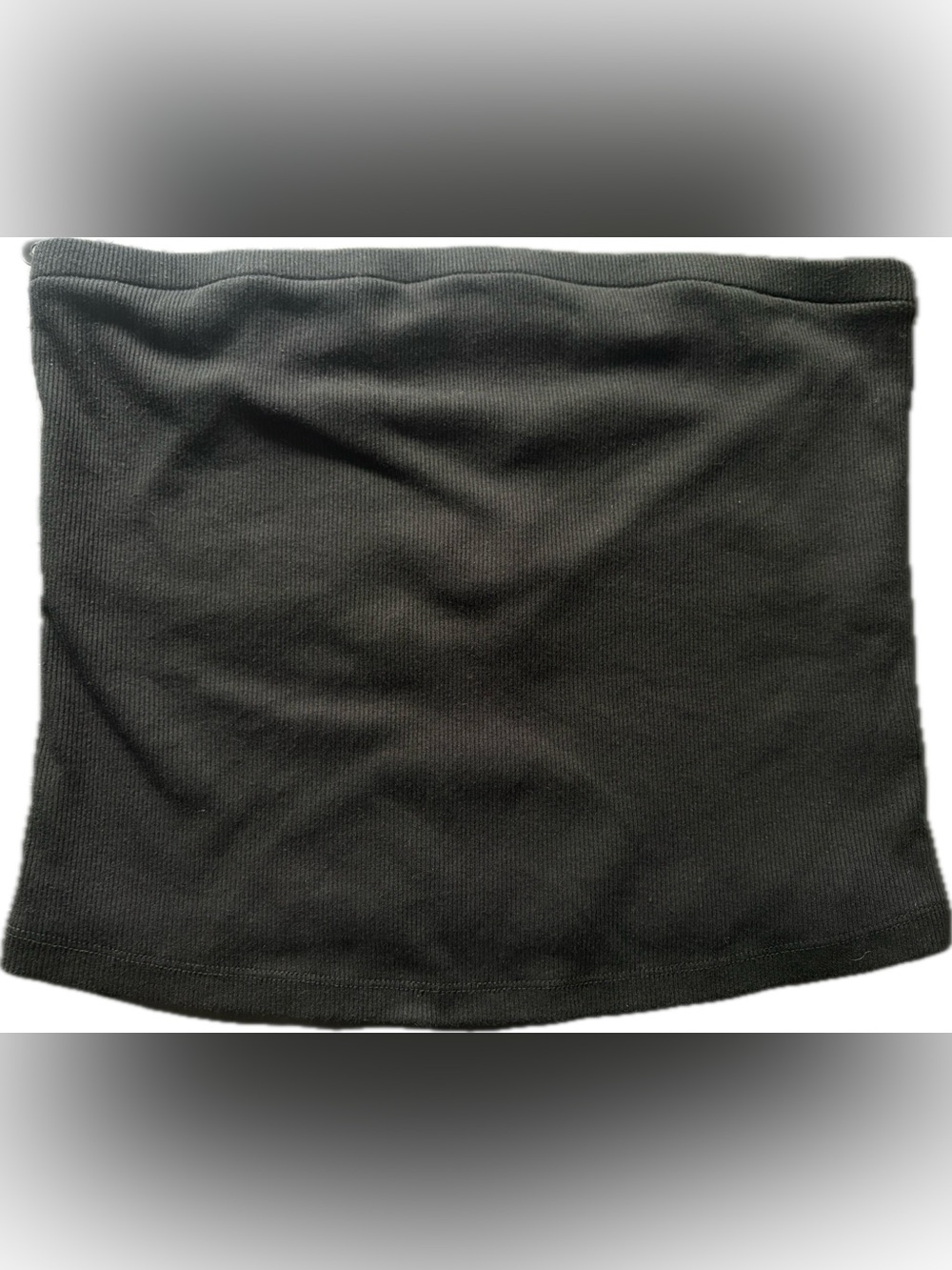 Black Ribbed Cozy Tube Top with Built in Bra